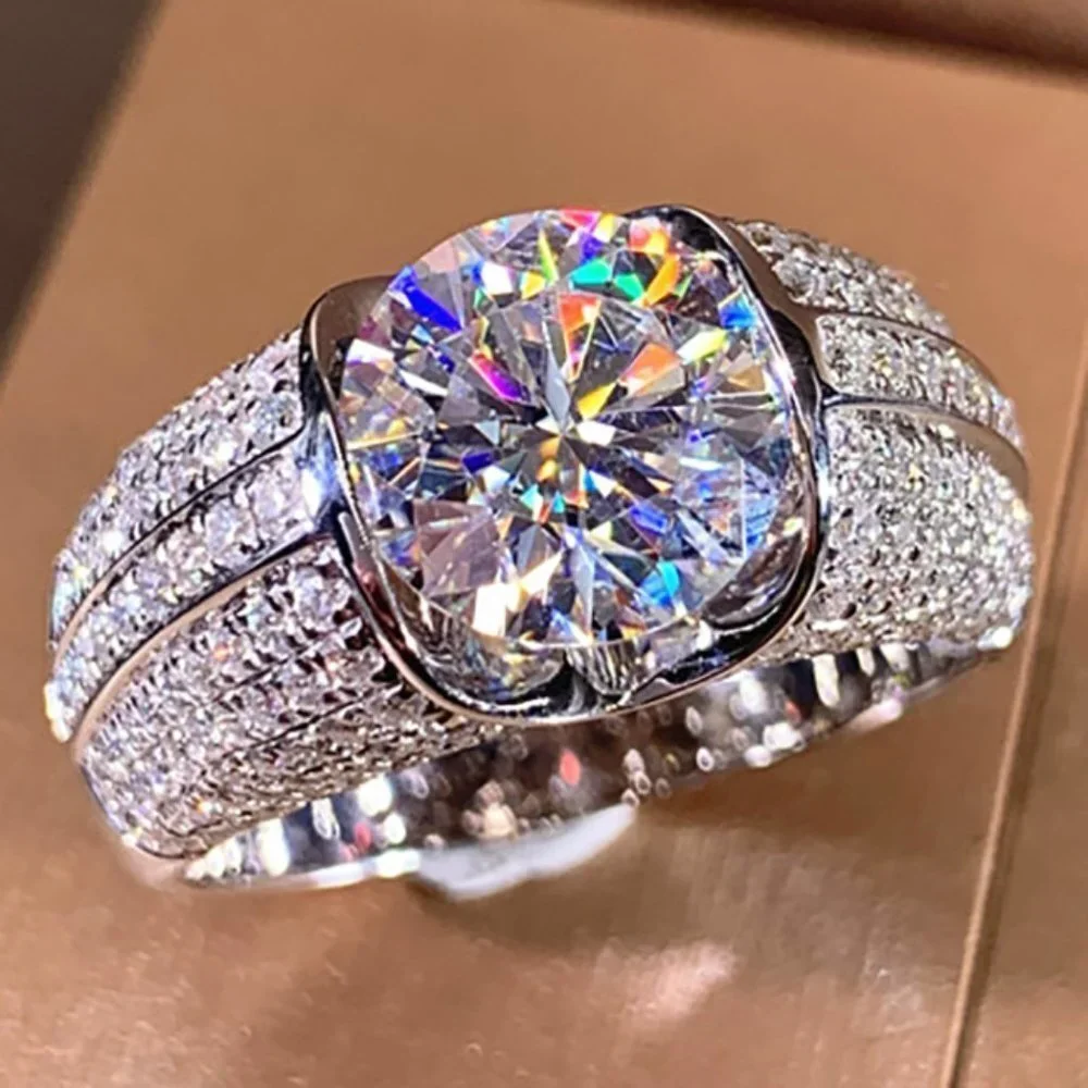 Fashion Fever Glitter Zircon Chunky Wedding Ring for Women, MARR9211